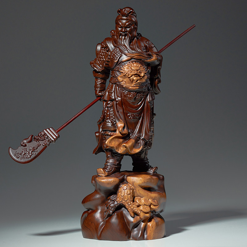 黑檀木雕武圣关公摆件2022新款实木质武财神关二爷关羽办公室供奉