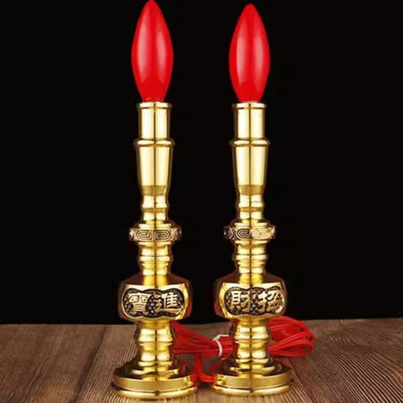 黄铜电子蜡烛灯led蜡烛供奉灯插电烛台佛前供灯长明灯财神供奉灯