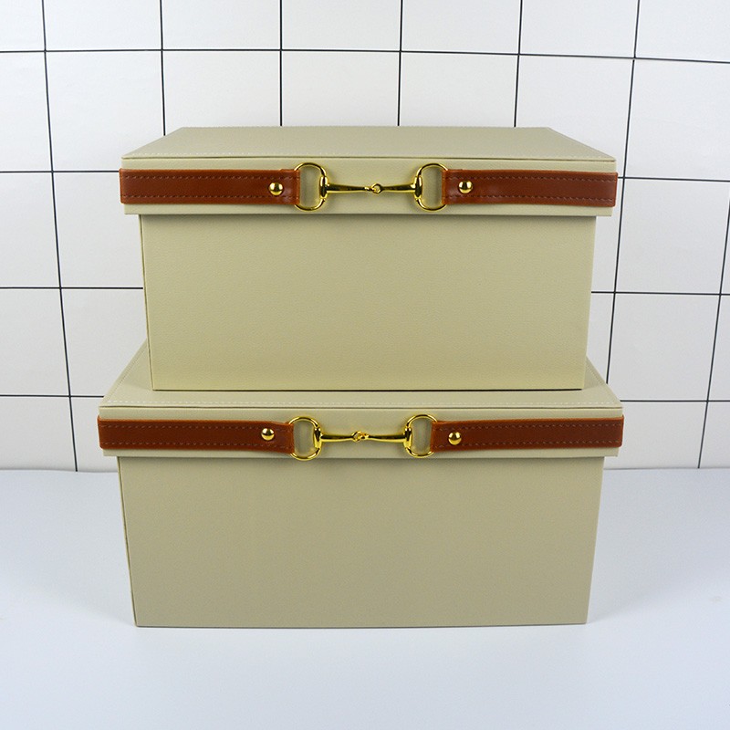 样板房衣帽间展厅衣柜收纳箱皮革家居衣物整理储物箱软装饰品摆件