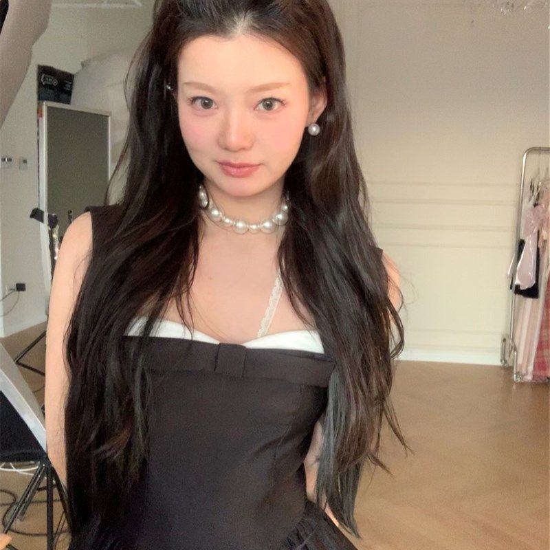 夏季蝴蝶结吊带无袖收腰性感修身显瘦蓬蓬裙连衣裙