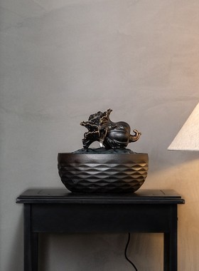 陶瓷USB水循环系统流水摆件办公桌茶台招财装饰品中式喷泉加湿器