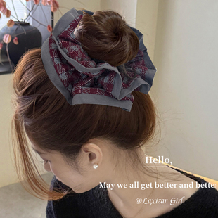 韩版羊绒双层高端大肠发圈扎发头绳女2026新款高级感头花气质马尾