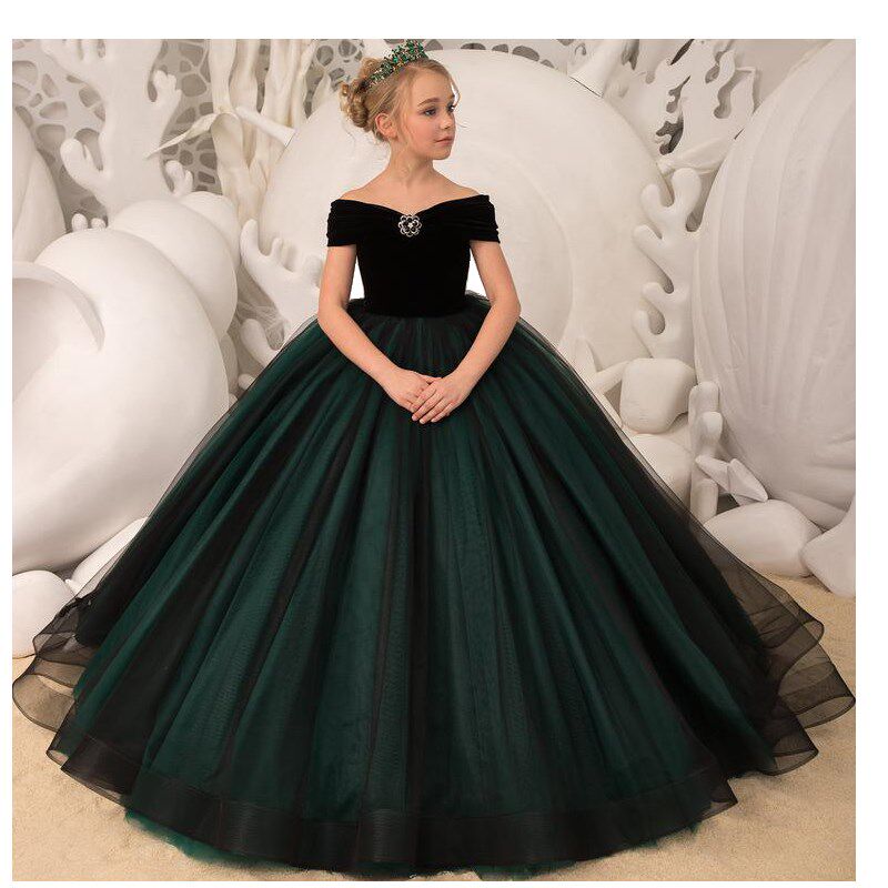 儿童晚礼服女童小女孩蓬蓬纱公主裙子小主持人模特走秀钢琴演出服