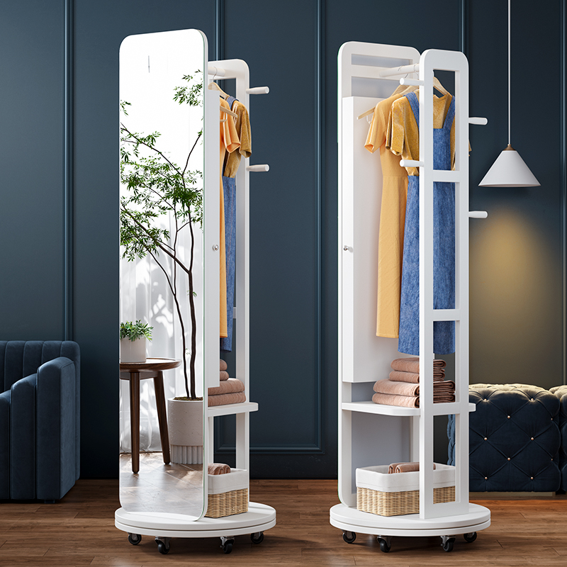 扬远穿衣镜挂衣架一体晾衣全身镜可移动旋转收纳柜首饰柜镜子1715
