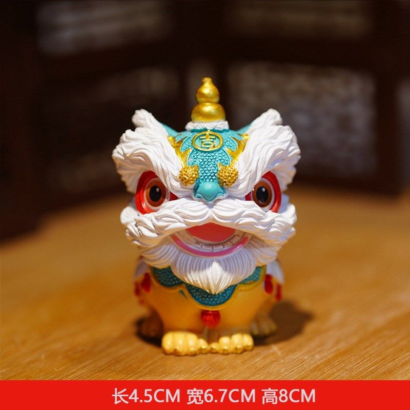 醒狮国潮新中式摆件招财茶宠汽车桌面装饰可爱家居饰品送礼文创