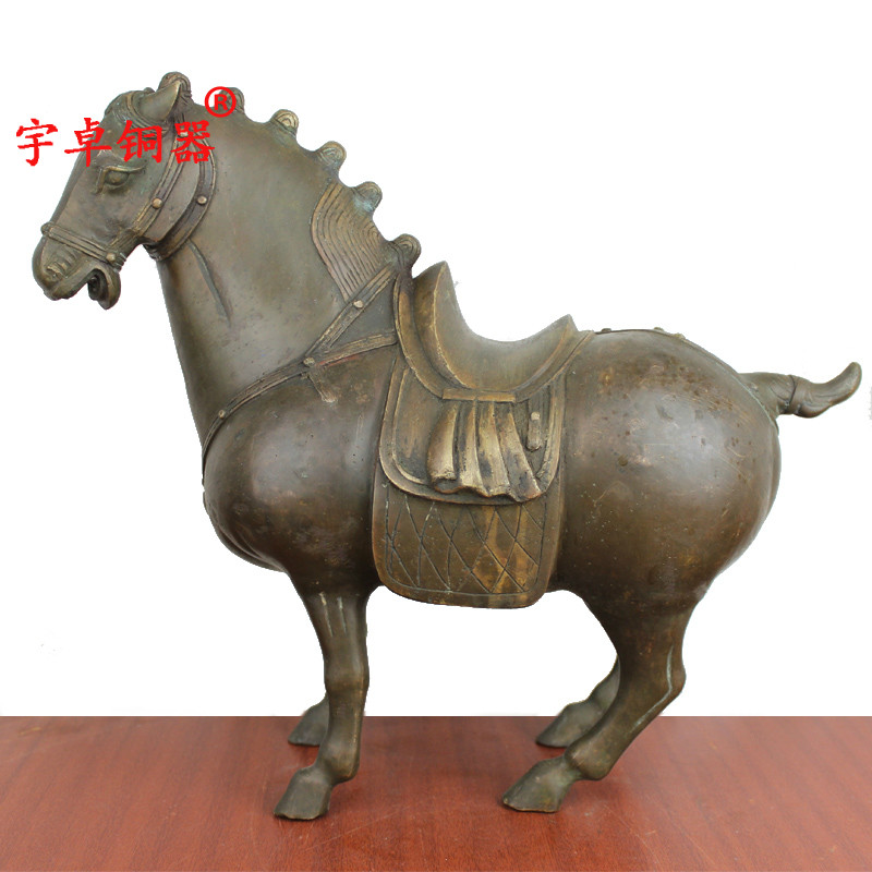 宇卓铜器纯铜唐马黄铜唐马铜马家居装饰办公室工艺品摆件