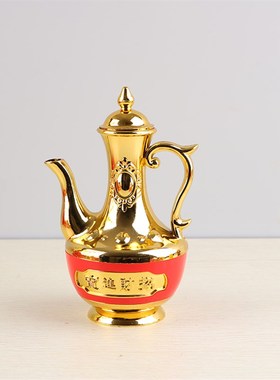 杯子塑料酒壶金色红色供奉家用摆件茶杯酒杯圣水杯供茶小号红色