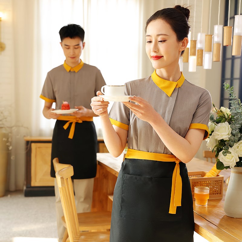 衣研堂汉堡店工作服夏装蛋糕店咖啡厅西餐厅服装餐饮服务员短袖女