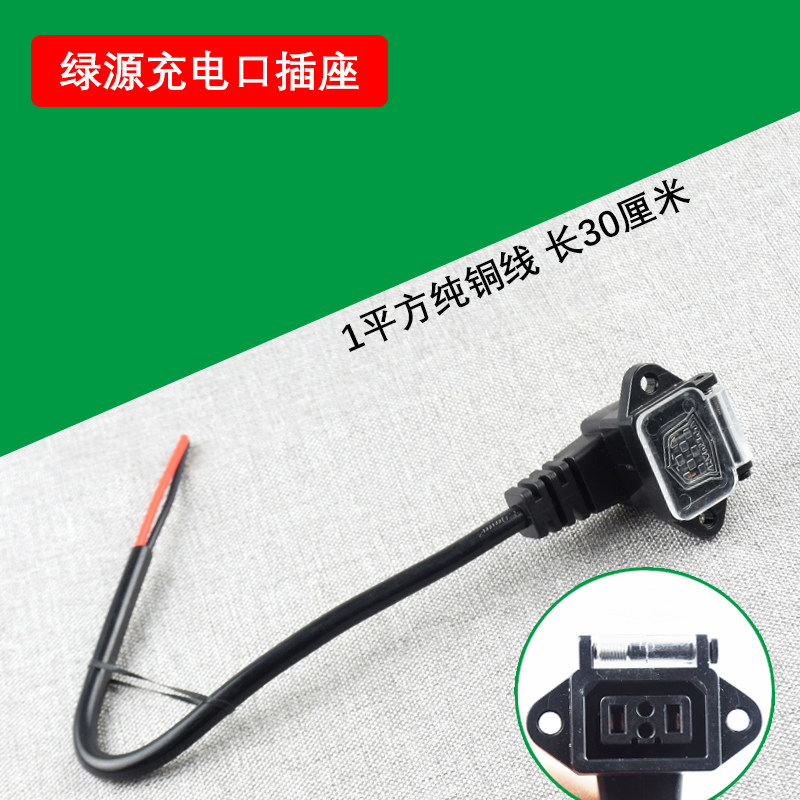 绿源电动车充电口 转换线 充电器公母头 电源线插头 插座 充电座