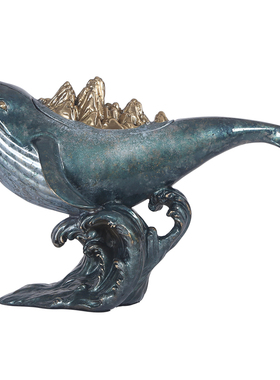 铜欣祥《鲸山》彩铜摆件创意家居装饰品客厅酒柜玄关办公室铜摆件