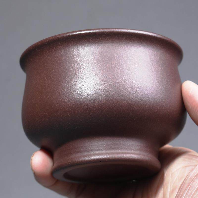 宜兴紫砂茶杯全手工品茗杯原矿老紫泥宰相杯主人杯加厚手工紫砂杯