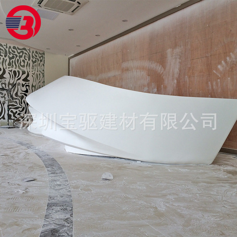 亚克力石材贴面前台 人造石服务台 公司一体无缝拼接吧台