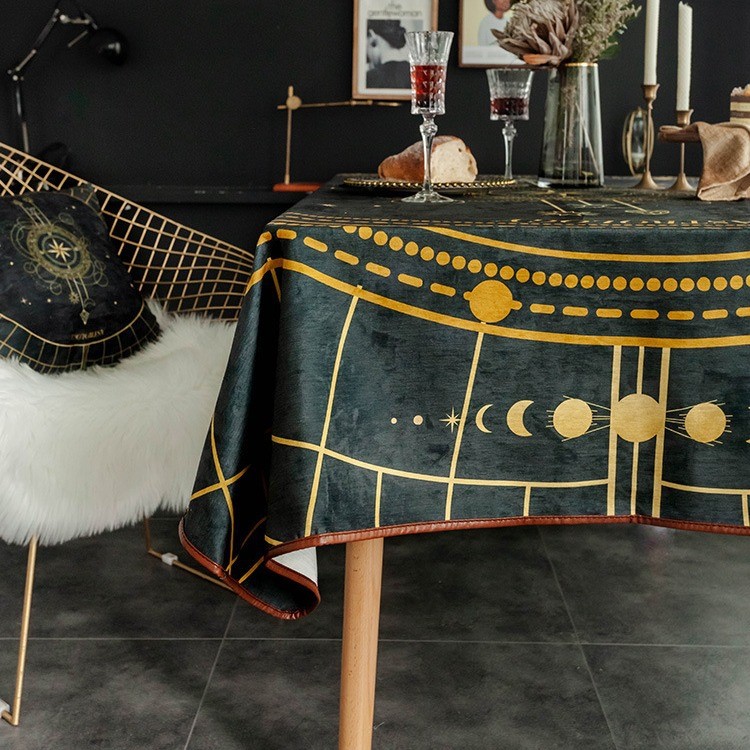 星月星盘雪尼尔网红ins防水桌布布艺欧式餐桌布长方形餐台布桌垫