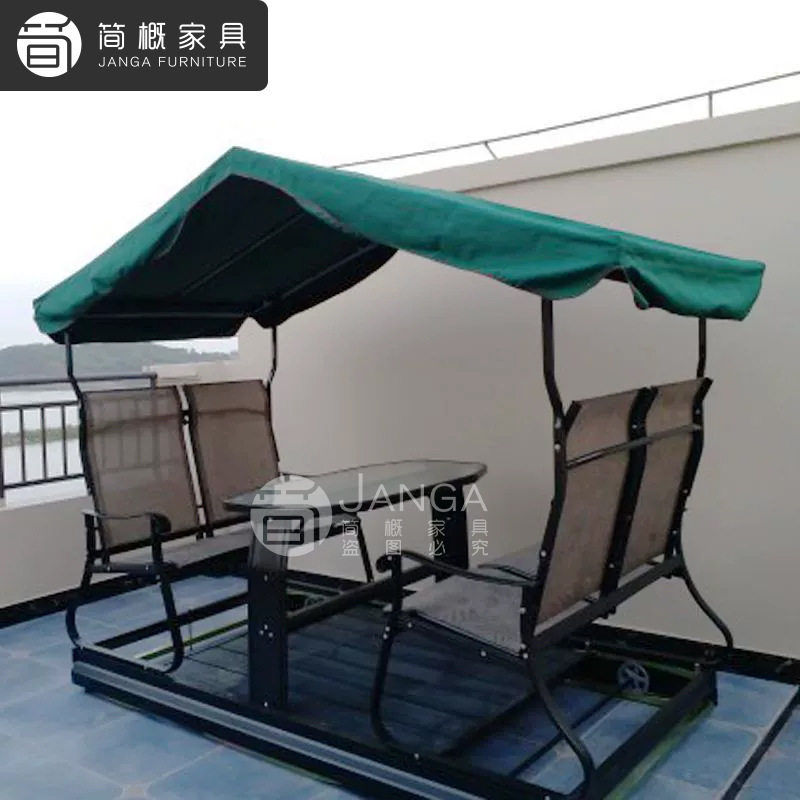 休闲户外庭院摇椅四人动力带遮阳棚摇椅秋千阳台防雨防晒桌椅摇椅