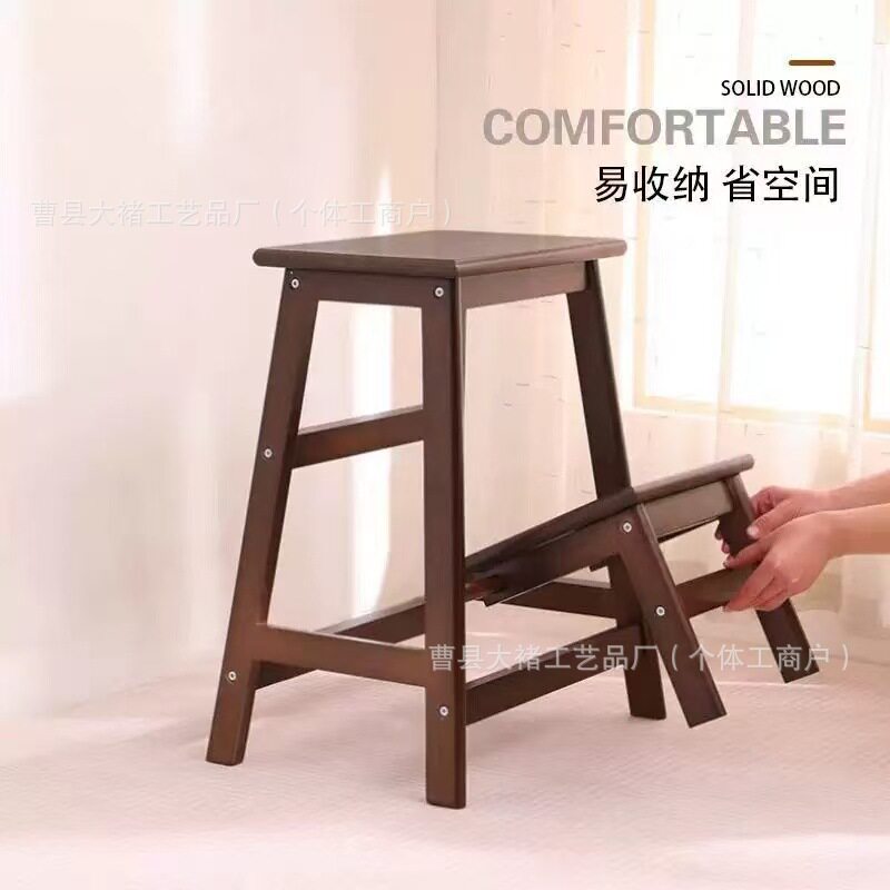 实木可折叠阶梯换鞋凳