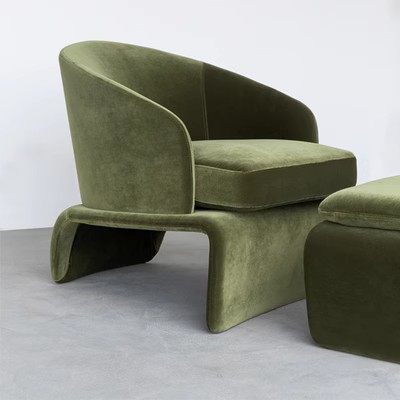 新品北欧丝绒布艺简约单人休闲沙发大厅接待椅洽谈椅小户型椅子