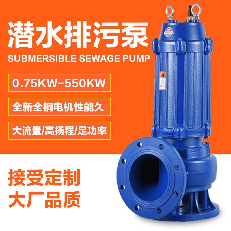 污水泵国标法兰潜水排污泵4寸大流量排污泵污水处理潜水提升泵