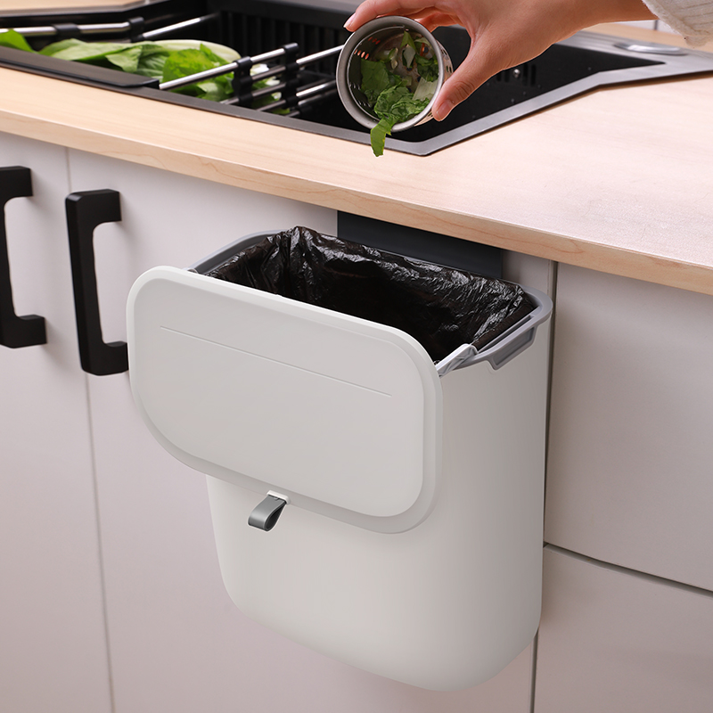 JAH厨房垃圾桶带盖家用橱柜门壁挂式厕所卫生间客厅悬挂创意纸篓