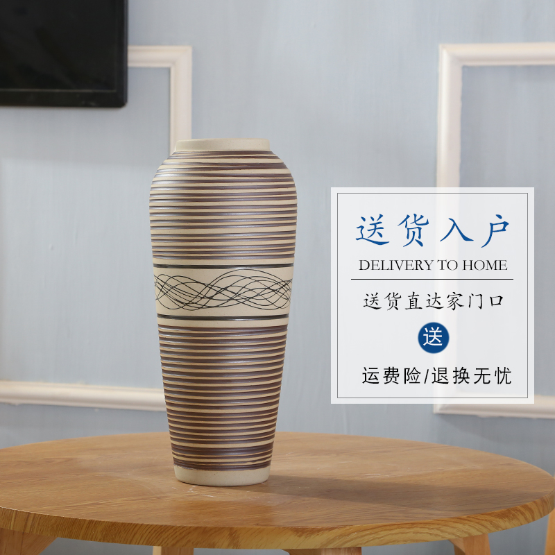 景德镇手工创意家居新中式台面小花瓶客厅玄关装饰品摆件插花干花