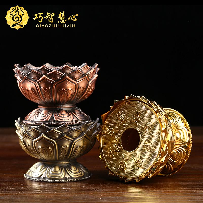 手摇转经轮底座锌铜合金电镀鎏金藏传密宗用品通用八吉祥莲花底座