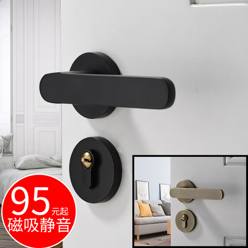 室内门锁黄古铜卧室通用型静音门把手实木门锁家用锁具简约房门锁
