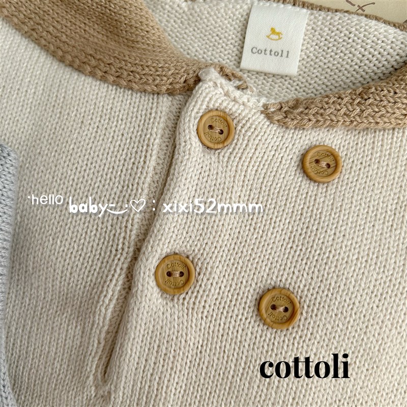 日单小木马cottoli针织翻领流苏上衣套头毛衣男女宝