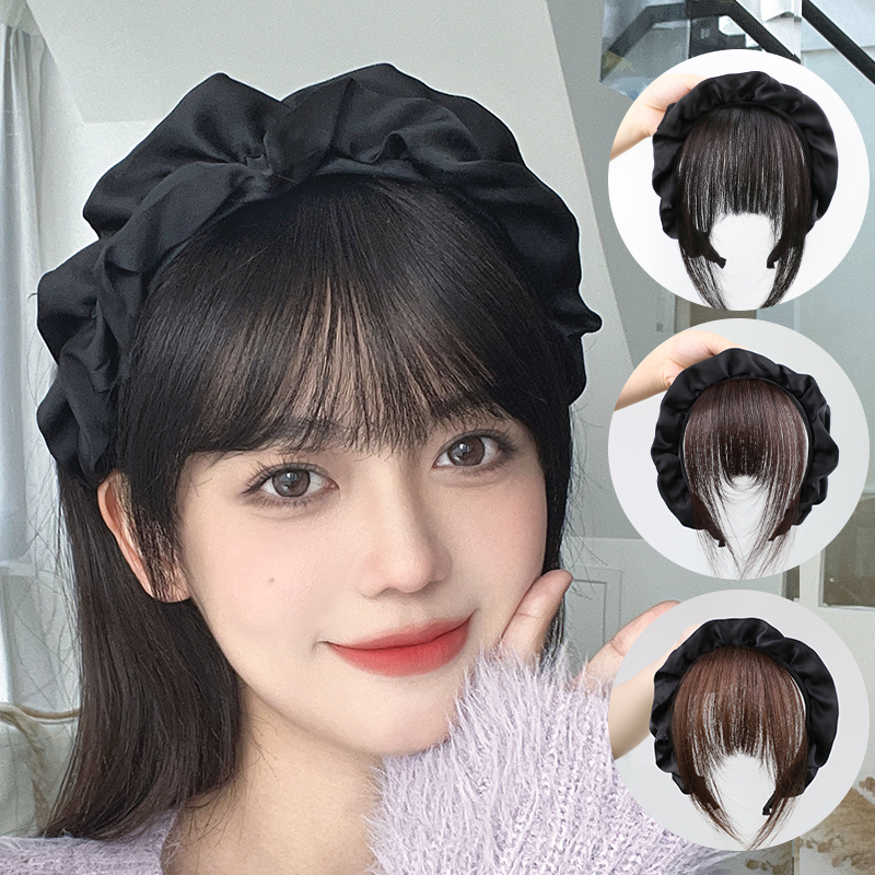 刘海发箍 空气刘海假发女发箍刘海一体真发遮盖头顶自然前额发片