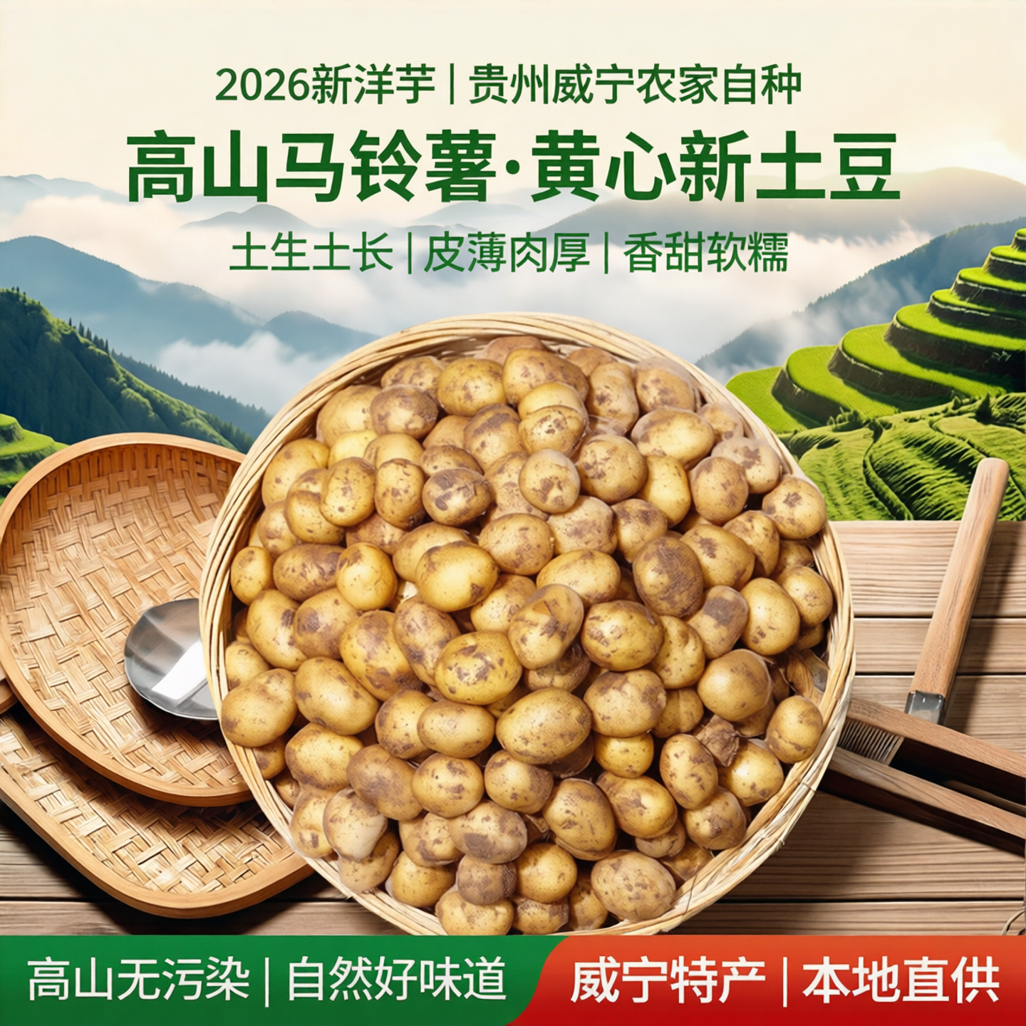 2026年新洋芋贵州威宁农家自种黄心新土豆威宁本地洋芋高山马铃薯