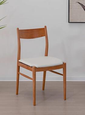 实木餐椅客厅家用复古藤编靠背椅北欧简约书桌椅非晚椅卧室化妆椅