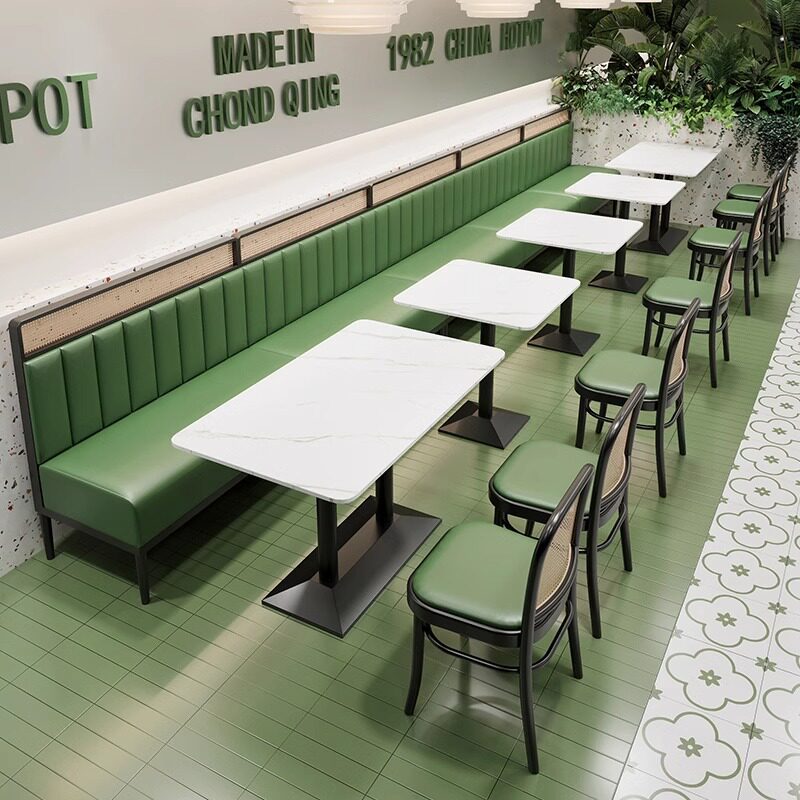 东南亚饭店酒店西餐厅岩板桌椅组合餐馆餐饮商用茶楼餐厅卡座沙发