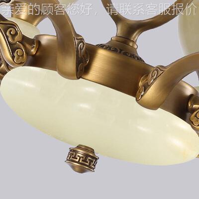 新厂中式天然玉石灯铜全吊灯客厅厅全铜灯玉石纯铜灯具餐中山6079