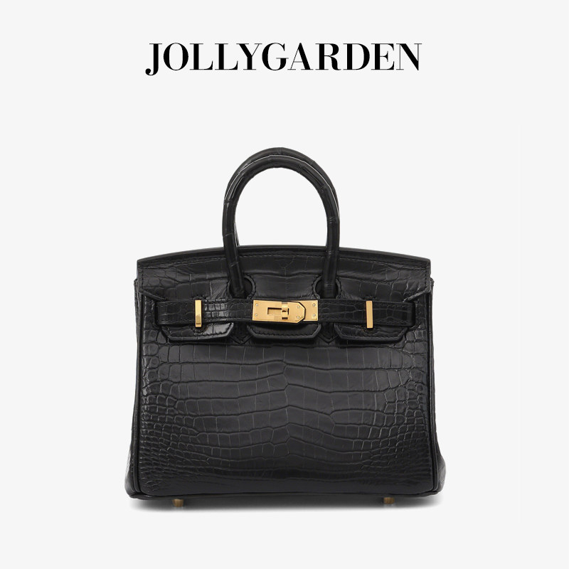 JOLLY GARDEN【罗栖】时尚潮流鳄鱼皮铂金包通勤手提单肩斜挎女包