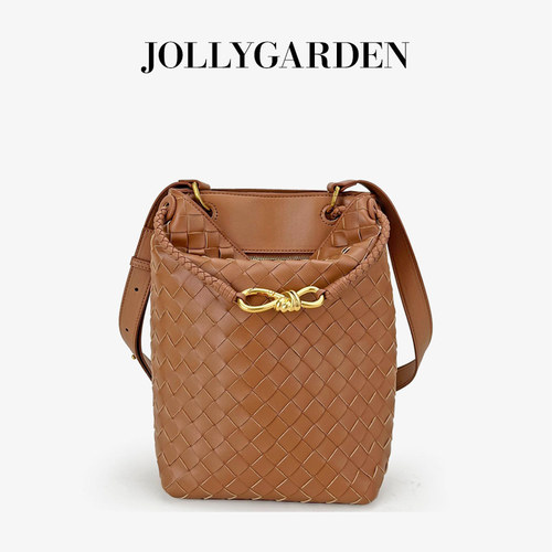 牛皮手工编织蝴蝶结水桶包