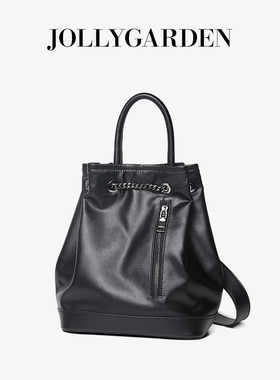 JOLLY GARDEN【黑方】黑色慵懒风通勤单肩水桶包大容量斜挎托特包