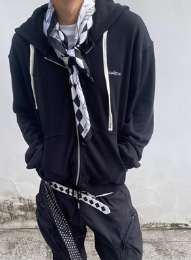 清仓Vcatecx秋冬毛圈连帽拉链卫衣男女boxy宽松水洗外套慵懒夹克