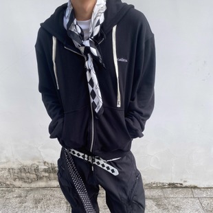 清仓Vcatecx秋冬毛圈连帽拉链卫衣男女boxy宽松水洗外套慵懒夹克