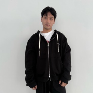 Vcatecx秋冬毛圈连帽拉链卫衣男女boxy宽松水洗外套慵懒感夹克潮