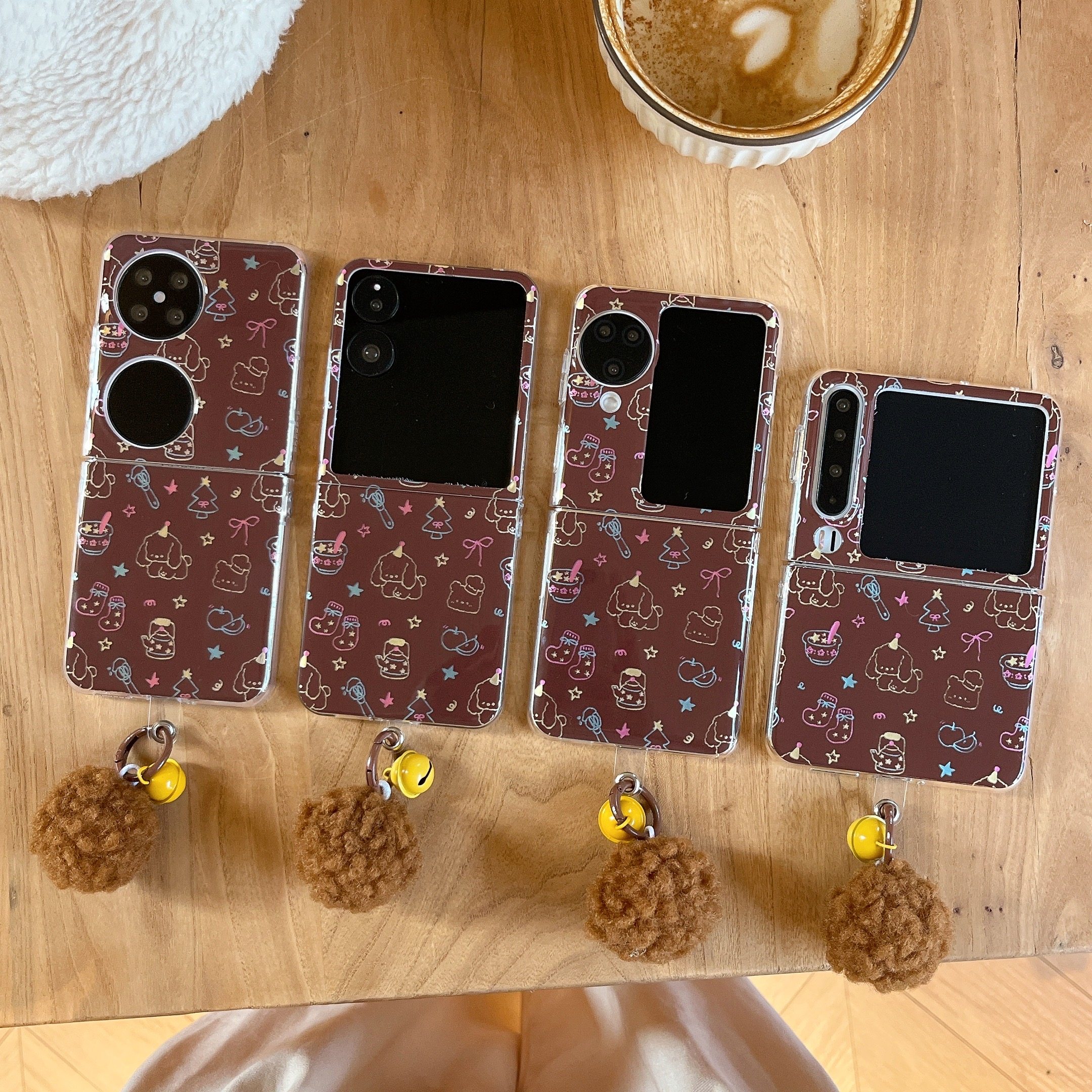 新款适用华为PuraX折叠带毛球铃铛手机壳华为pocket2全包OPPOFindN3Flip防摔MagicVFlip/小米MIXflip2保护套