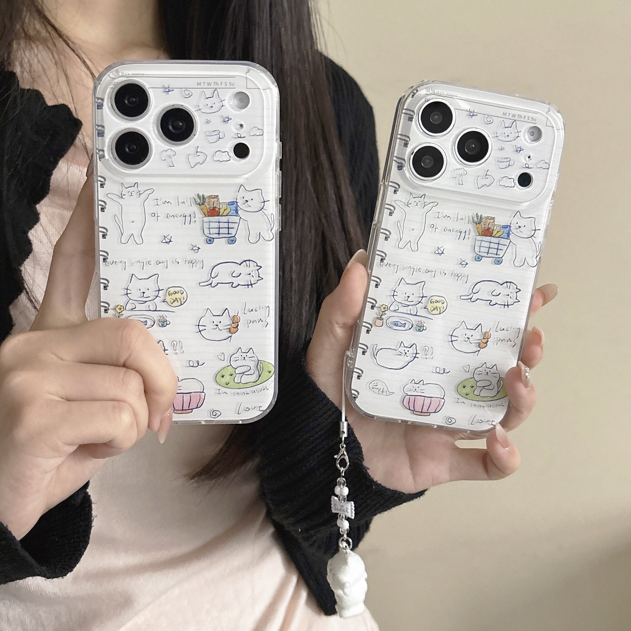 吉能虎新款imd记事本猫咪适用于苹果17promax带挂件手机外壳iPhone16pro全包边防摔15/14/13保护套