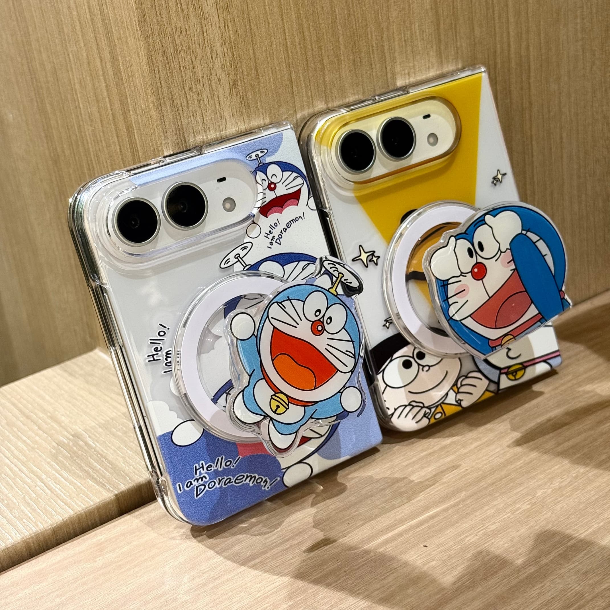 吉能虎新款大雄哆啦A梦适用于苹果iPhoneDUO带支架折叠手机外壳全包边防摔保护套