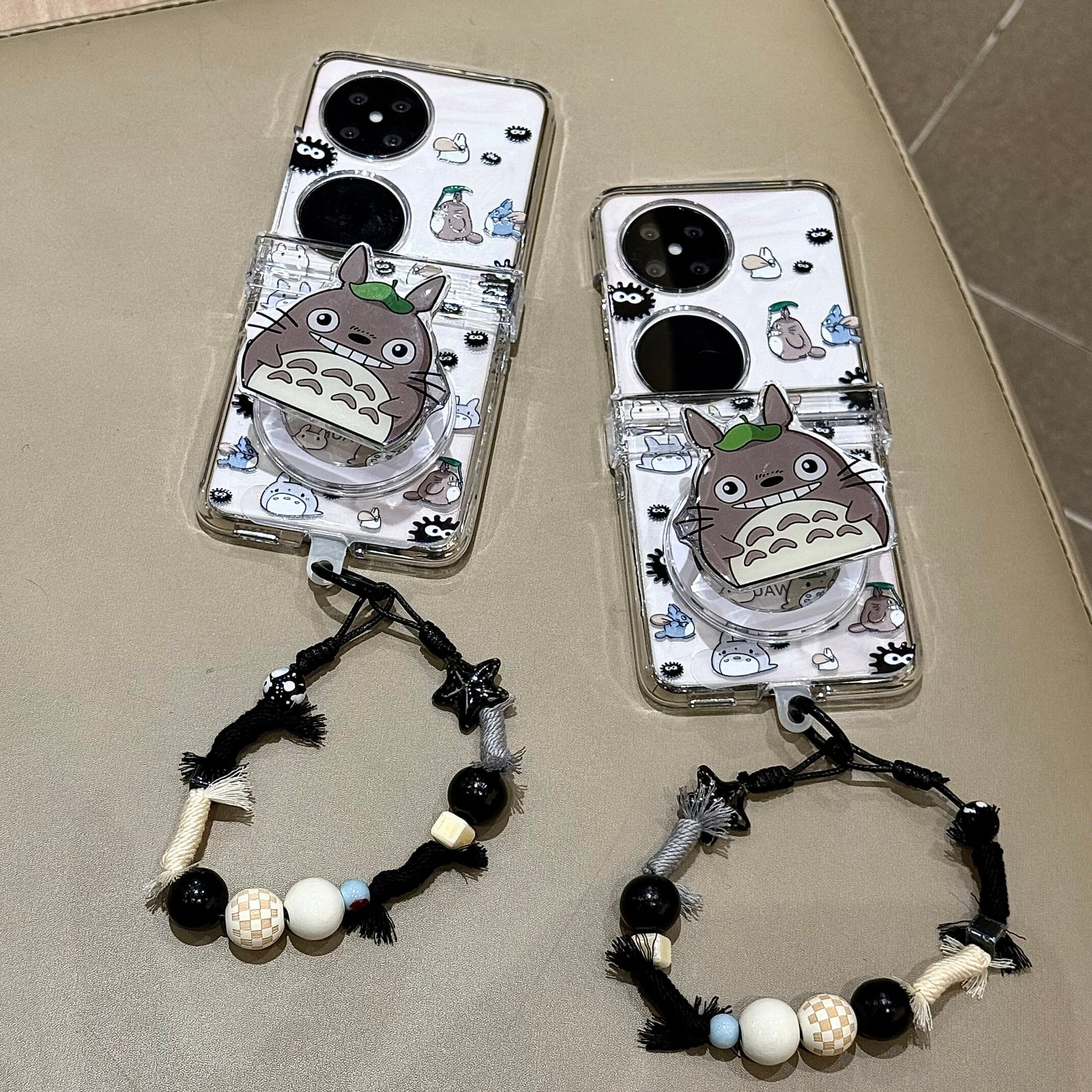 吉能虎新款龙猫适用于华为Pocket2带手绳支架磁吸手机壳荣耀MagicVFlip2全包防摔女款ins风保护套