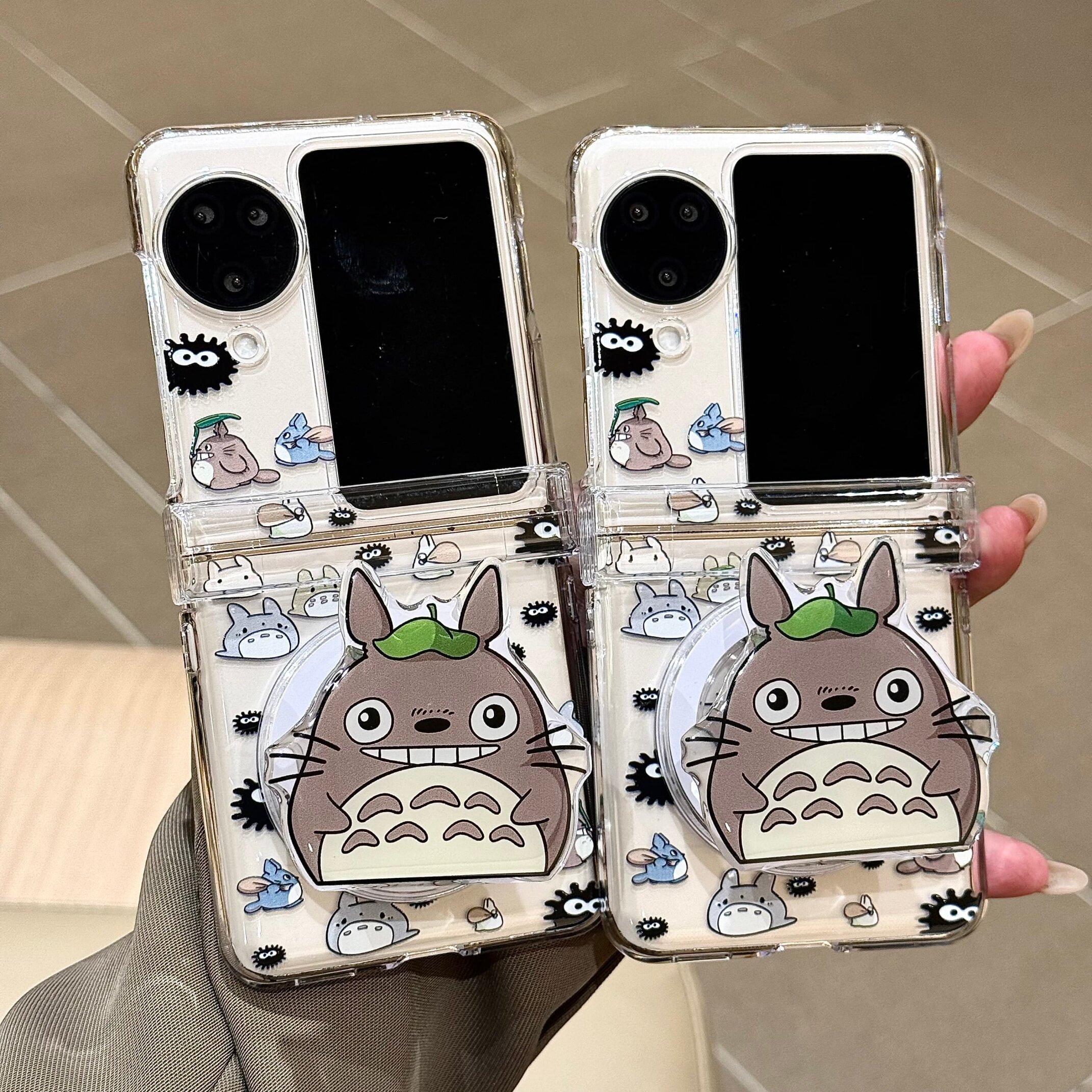 新款龙猫适用于OPPOFindN3Flip带支架手链磁吸折叠手机壳FindN3Flip全包防摔保护套