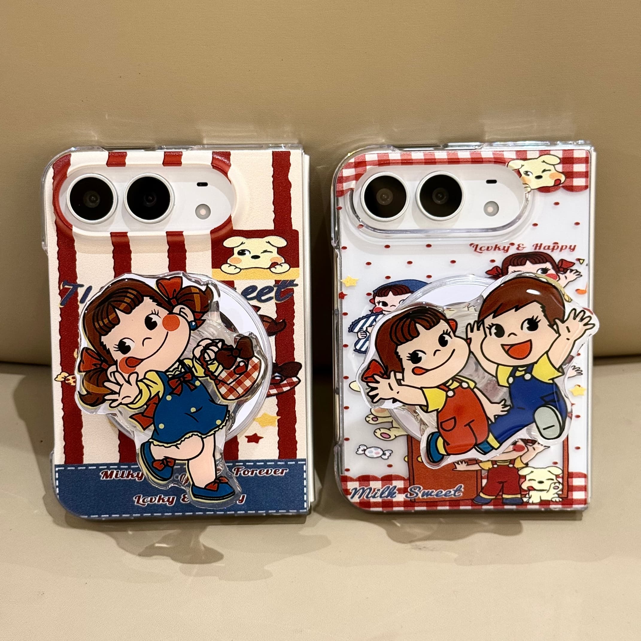吉能虎新款不二家女孩适用于苹果iPhoneDUO带支架磁吸折叠手机外壳全包边防摔保护套