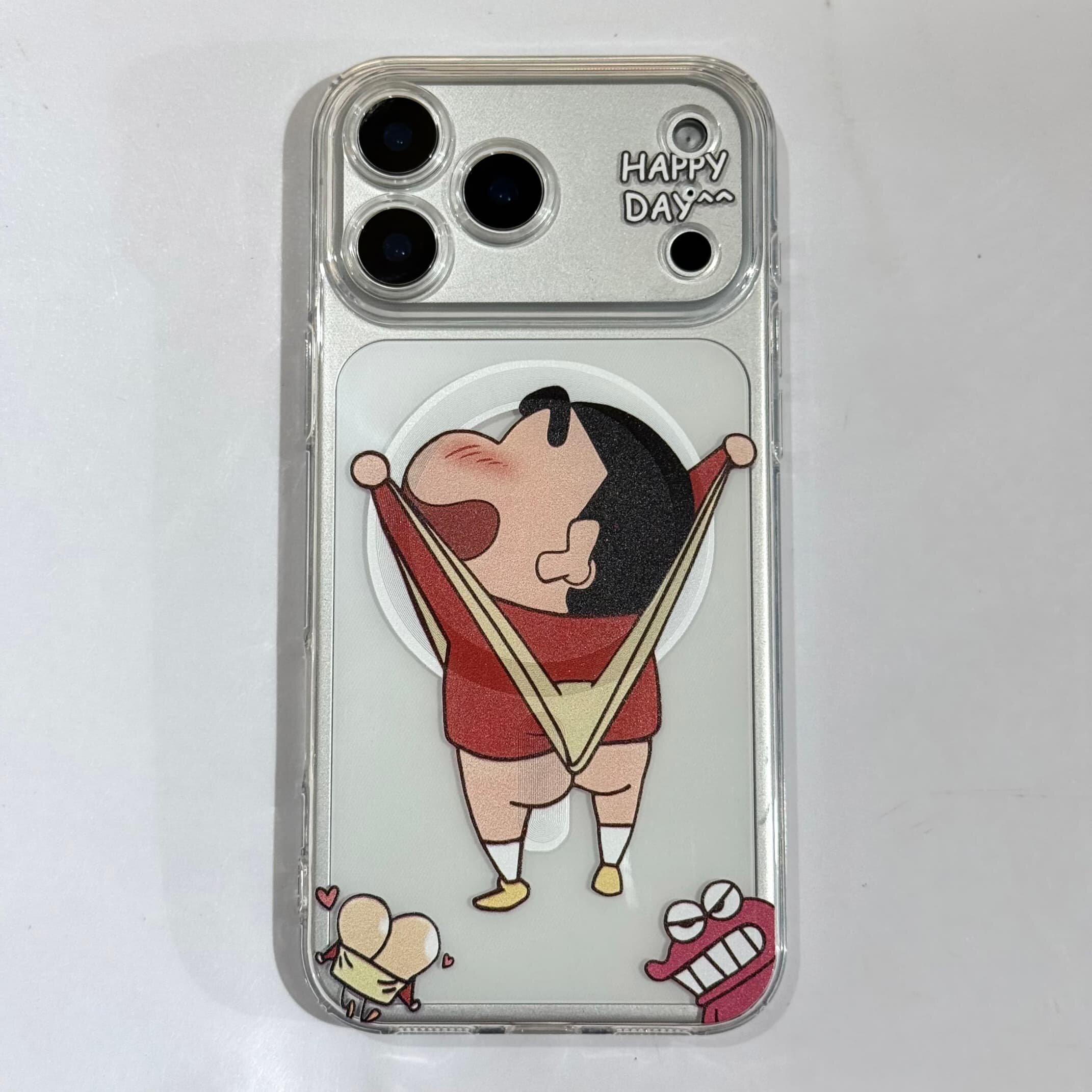 吉能虎新款蜡笔小新适用于苹果17promax带手链支架磁吸手机外壳iPhone16pro全包边防摔15/14/13/12/11保护套