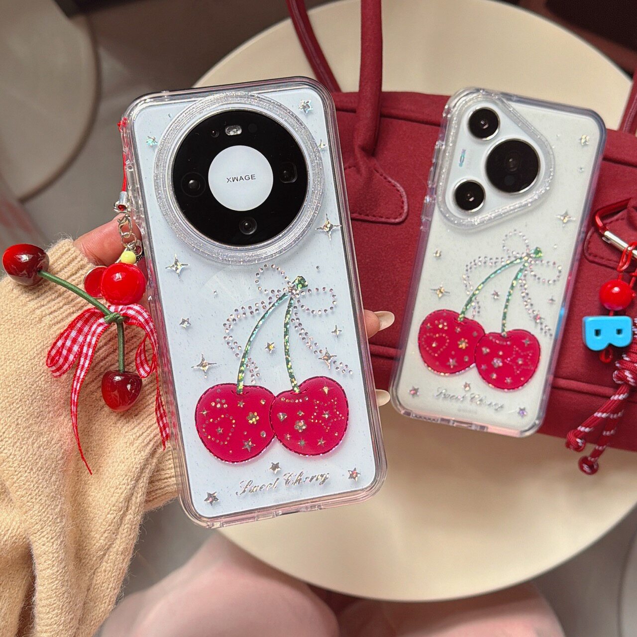 吉能虎新款炫彩星星樱桃适用于华为Mate80pro带挂件手机壳Pura80全包防摔Mate70创意ins风女款保护套