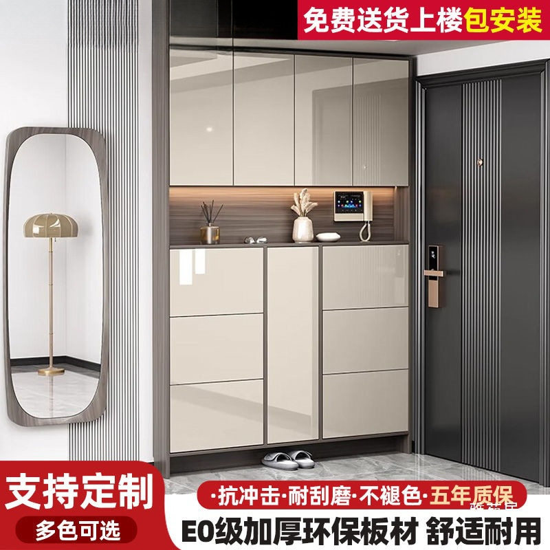 超薄鞋柜翻斗家用门口入户18cm玄关柜一体窄高立式门后门厅柜
