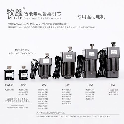 Muxin/牧鑫 电动餐桌 驱动电机 13W/25W/40/60/90W 机芯转盘配件