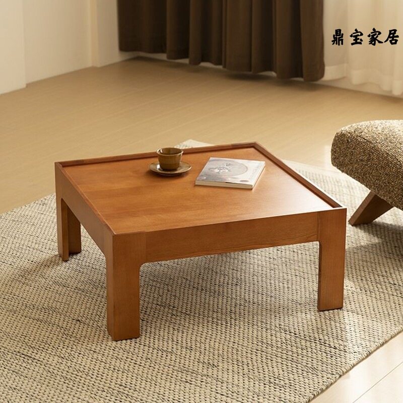 实木中古风茶几客厅沙发小方桌复古小户型客厅泡茶桌民宿酒店矮桌