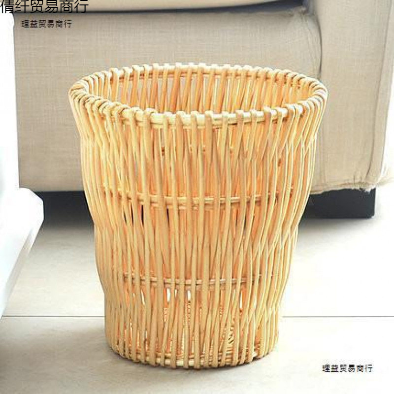 藤编垃圾桶家用创意客厅卫生间纸篓柳编收纳桶竹编简约垃直销
