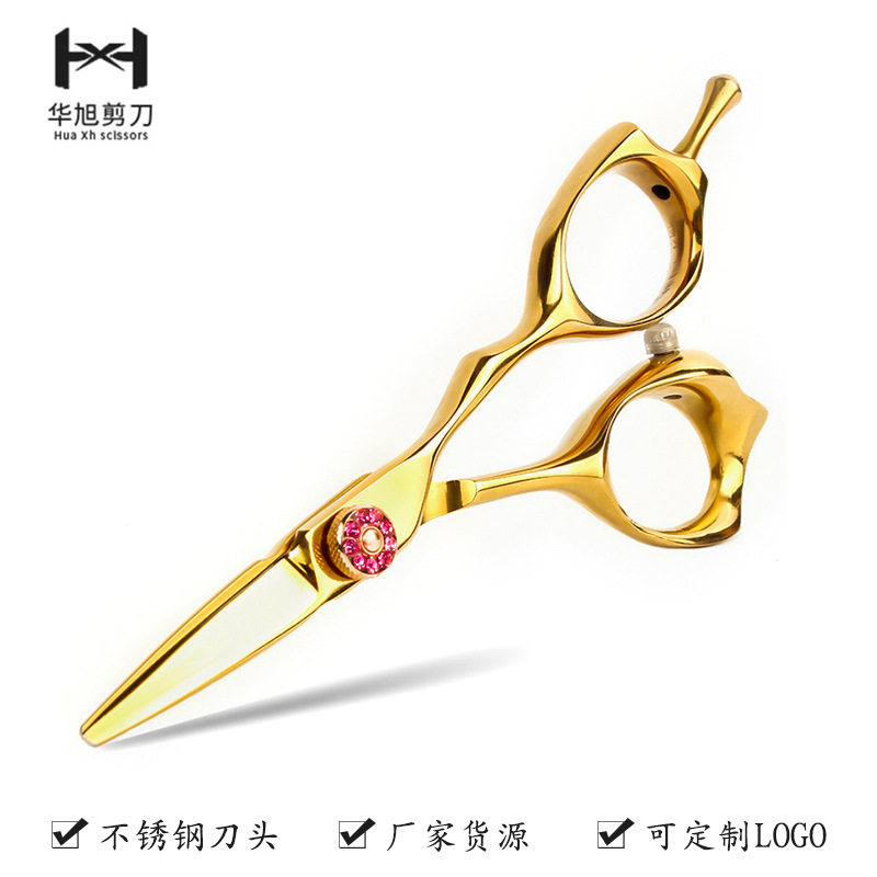 厂家制作直销4寸玫瑰小金剪理发工具美发剪刀平剪可定义logo